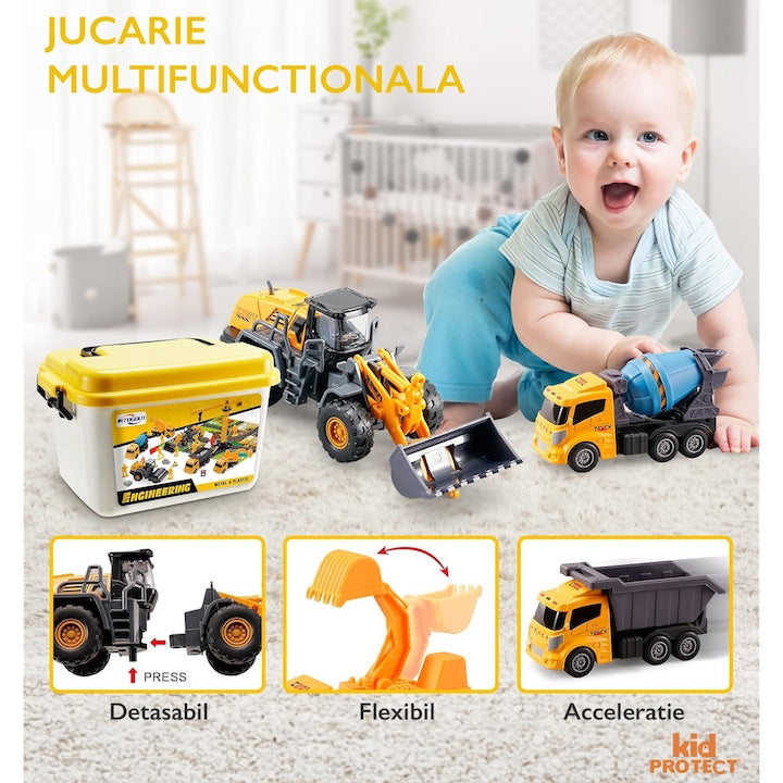 Set De Constructie Copii KidProtect Busy Builders, Galben Set De Constructie Copii KidProtect Busy Builders, Galben
